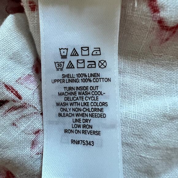 Cynthia Rowley Linen Floral Sleeveless V-Neck A-Line Midi Dress Women's 8 White - Picture 8 of 8